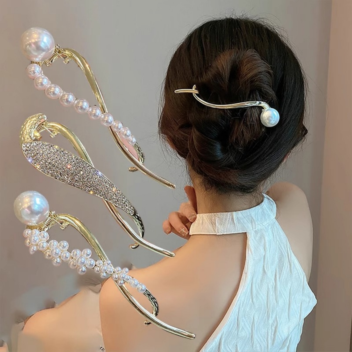 Korean Girls Lifestyle - Pince à cheveux torsadée en perles